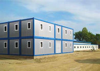 China Twee Huizen van de Verhalen Modulaire Container Blauw en Grijs met Één Glijdend Venster bedrijf
