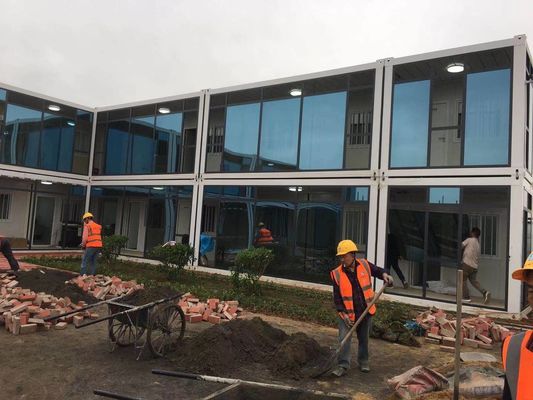 Windbestendige platte verpakkingshuisjes Afneembare 20ft kantoorcontainerhuis