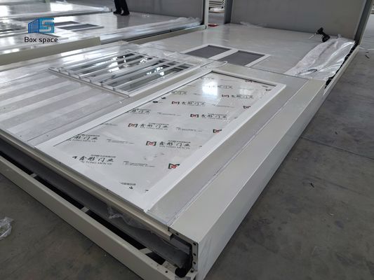 BOX SPACE 15 minuten geïnstalleerd opvouwbaar containerhuis geprefabriceerde stacaravans voor bouwplaats en onderdak