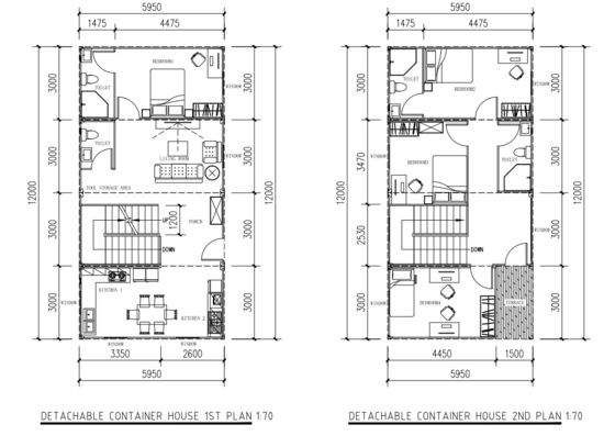 4 slaapkamers Flat Pack Container House Prefabricated Modular Container Homes Customized Container House met meubels