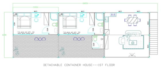 Containerhuis op maat Staal geprefabriceerde huizen met 3 slaapkamers als villa aan zee en resort